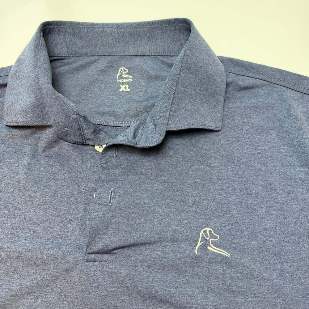Rhoback Performance Polo Size XL Blue Heather Short Sleeve Golf Shirt